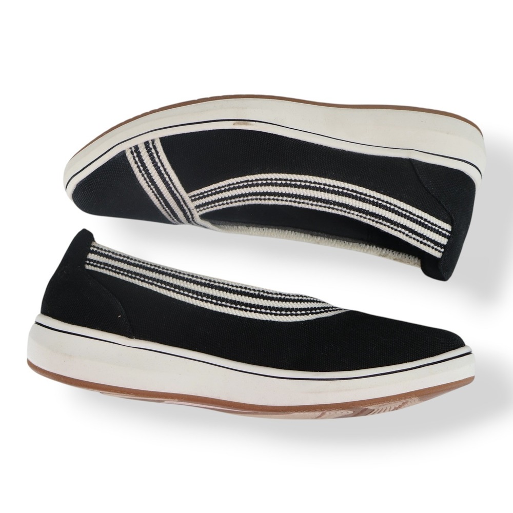 Clarks Cloudsteppers Breezesky Air Black Stripe Slip-On Flat Womens Size 8.5 - Picture 7 of 8